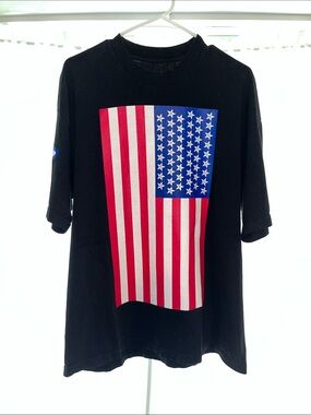 Asspizza 50 States Tour Black Short-Sleeve Tee with American Flag Graphic